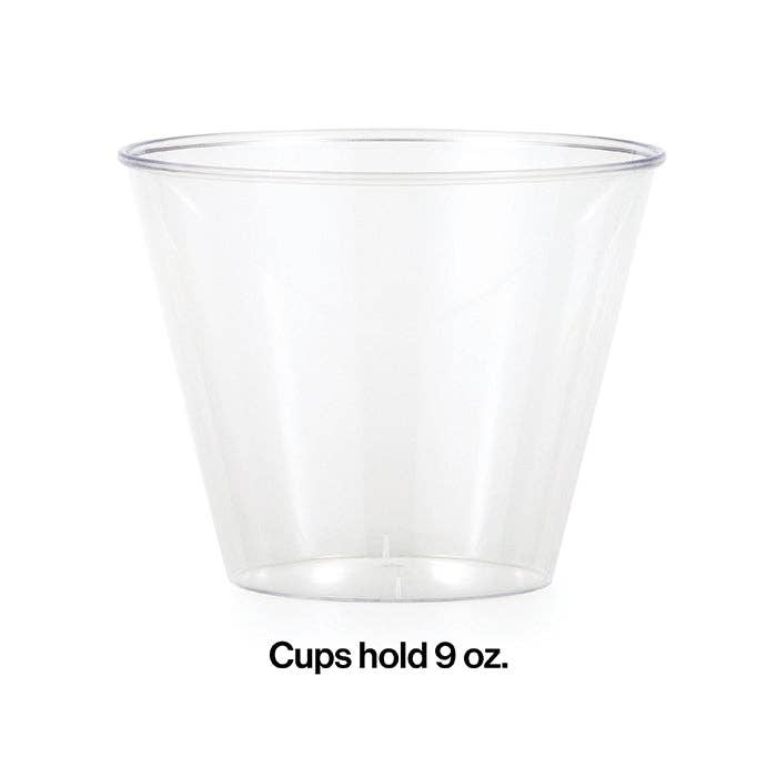 Bulk Party Decor - Wholesale Disposable Cup - Clear 9 oz Plastic Tumblers, 8/Pkg