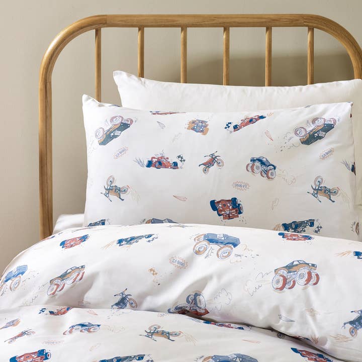 Vehicles Organic Cotton Duvet Cover & Pillowcase for wholesale by Kabode