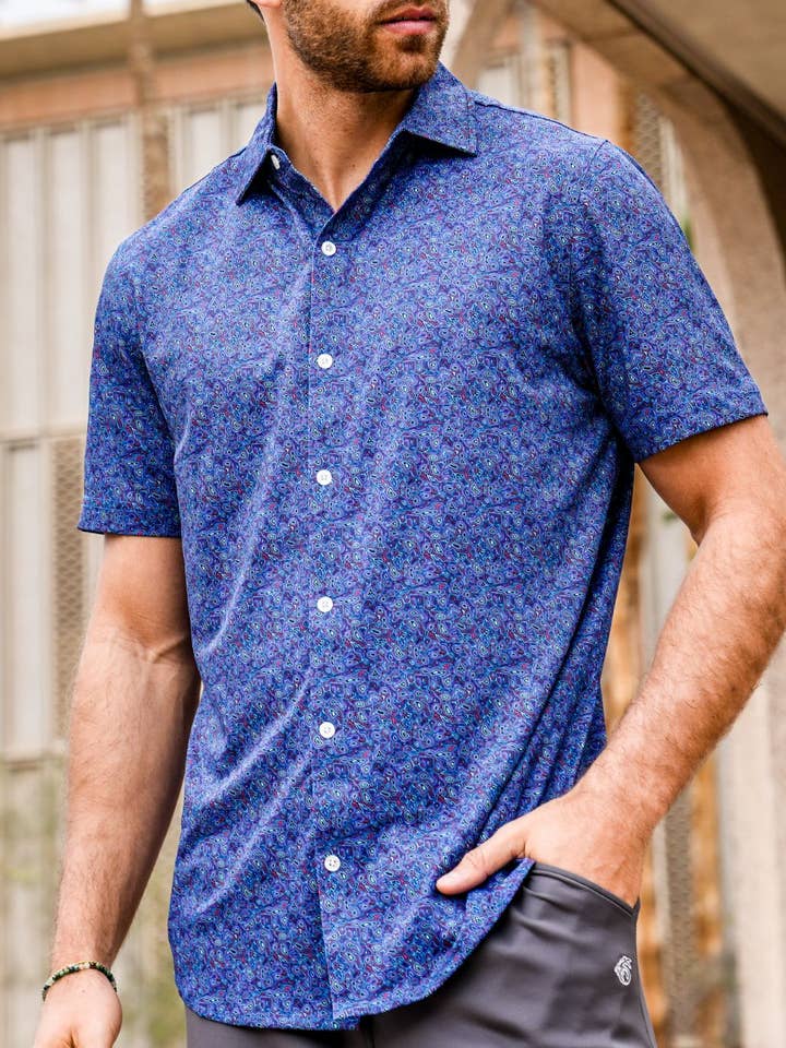 Pique Stretch Button Up Short Sleeves for wholesale by USA Palm