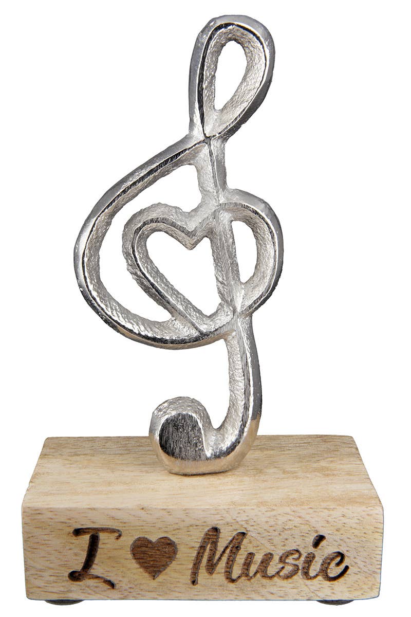 Gilde Handwerk Macrander GmbH & Co. KG - Wholesale Decorative Tabletop Object - Aluminium clef “I Love Music” VE 60