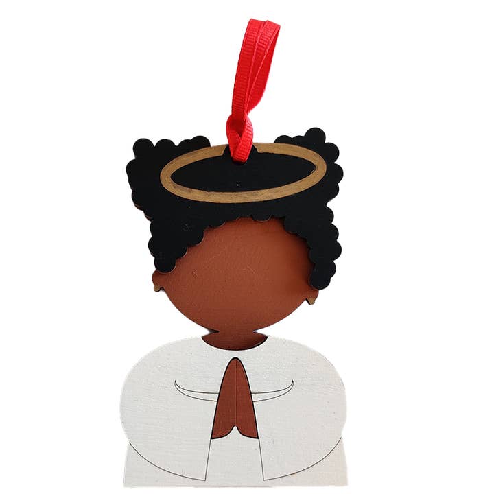 Christmas Wood Ornament – Angel Girl (Multicultural) for wholesale by SCOTCHBONNET!