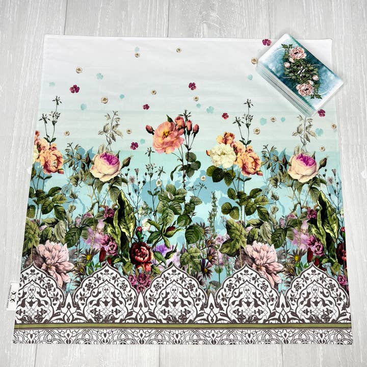 White Floral Altar Cloth for wholesale by Threads of Tarot