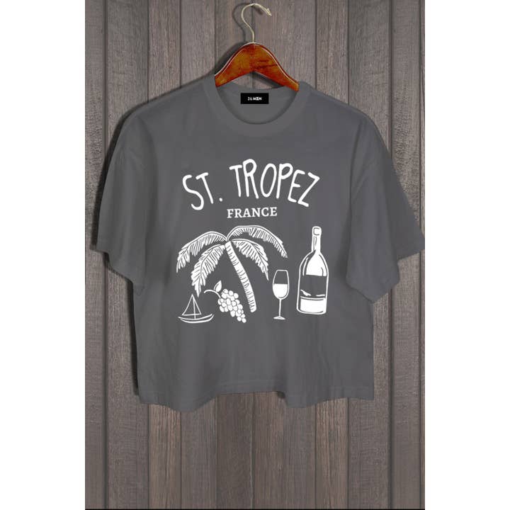 MINEB - Vente T-shirt sérigraphié – femme - ST TROPEZ FRANCE HAUT