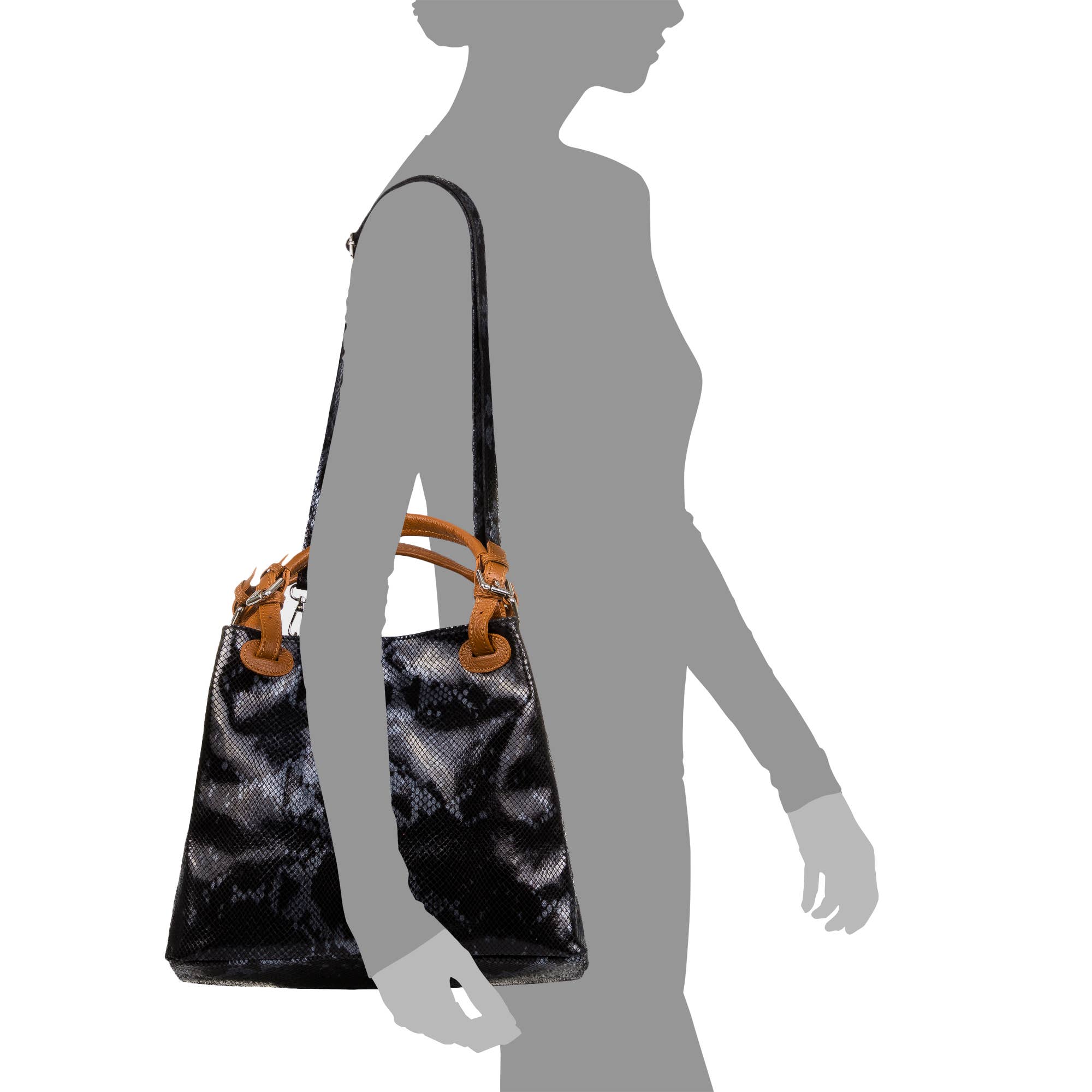 FIRENZE ARTEGIANI – Sacola - Mulher por atacado – Bolsa Tote Feminina Godeberta em Camurça de Python e Couro Legítimo19