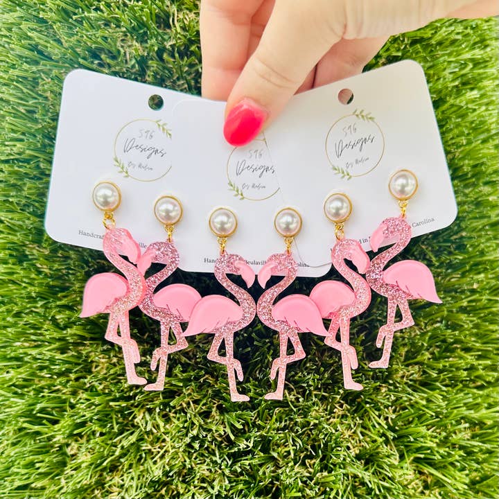 Boucles d'oreilles flamant rose pour la vente par 596 Designs
