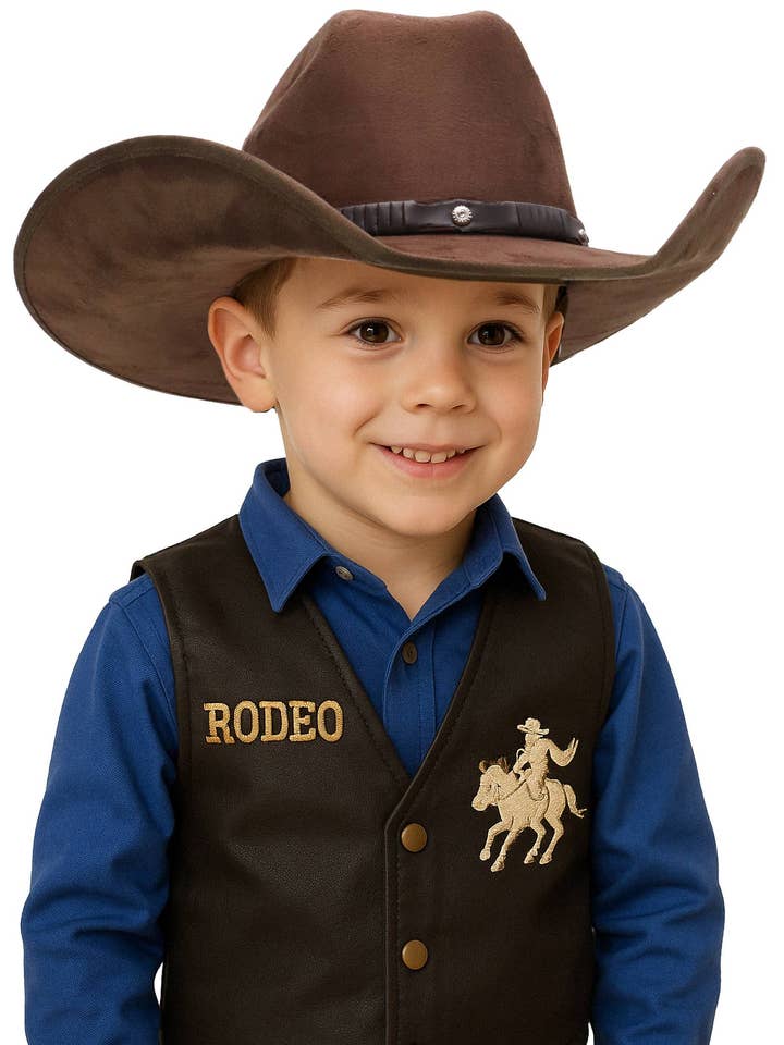 Kids Faux Suede Cutter Crown Cowboy Hat for wholesale by Cap Zone
