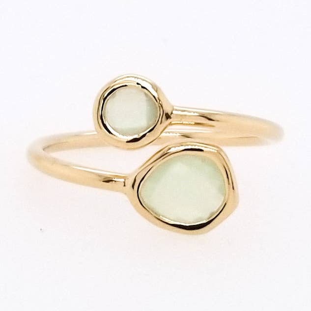 #RFT15G- Bague Réglable en Verre Encadré- Fluorite Or pour la vente par The Beaded Wire Designs