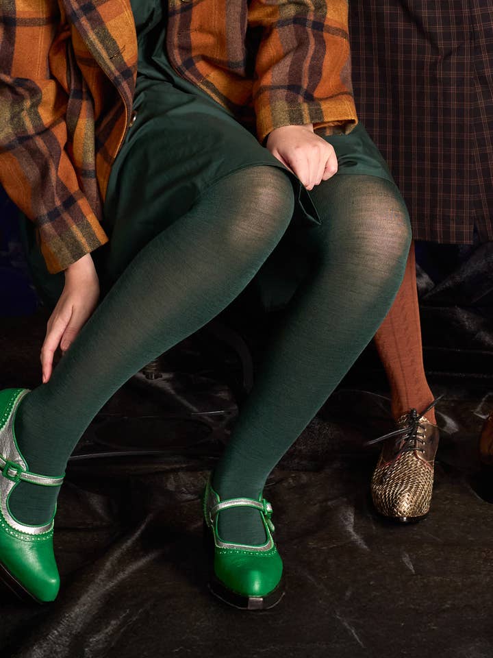 Luxe Tights in Merino Wool - Green for wholesale by Tightology