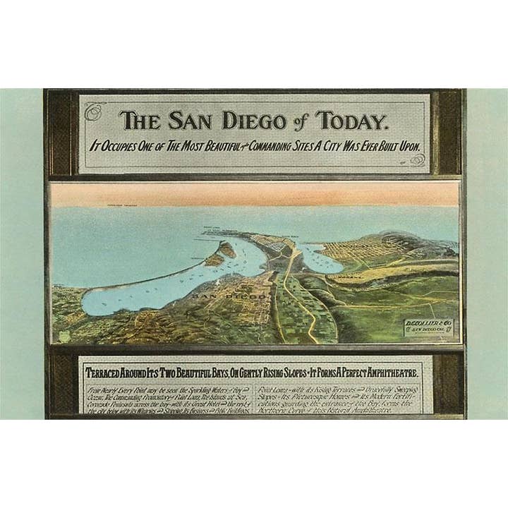 Postkort SD-510 Tidligt kort over San Diego, Californien for engroshandel hos Found Image Press