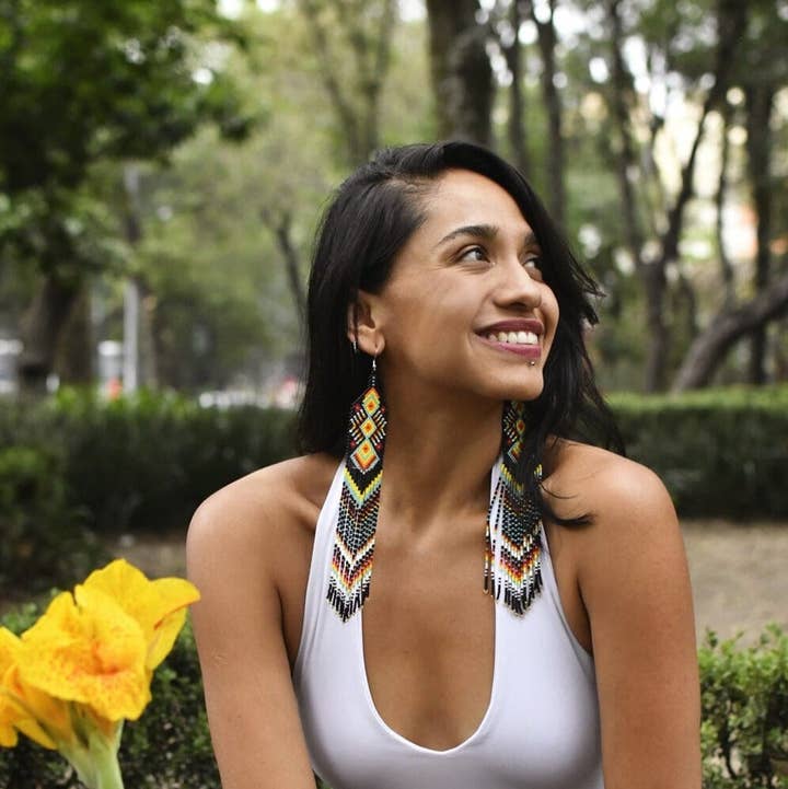 Solar Eclipse - Long Beaded Earrings for wholesale by Mother Sierra