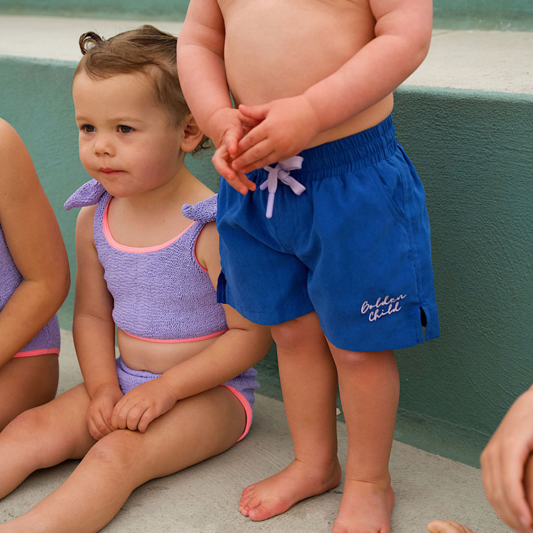 Golden Child - Wholesale Swim shorts – Kids - Golden Child Boardies - Electric & Lilac1