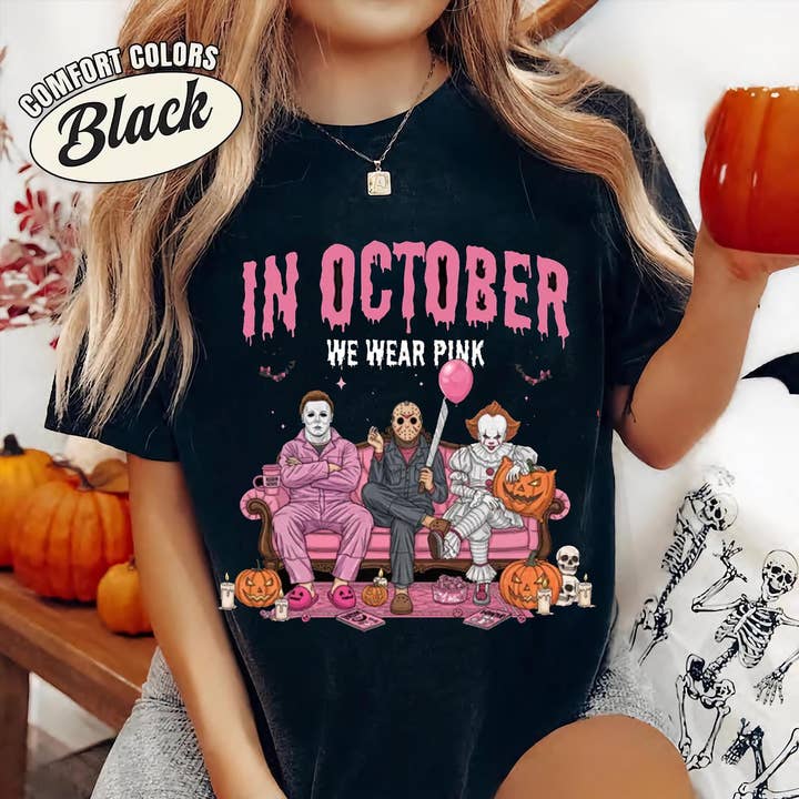 Comfort Colors In October We Wear Pink Shirt, Horror Trui voor wholesale door Glaime