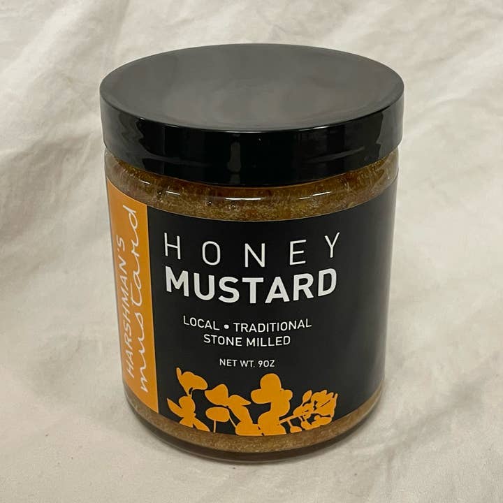 Pierre de moutarde au miel fraisée pour la vente par Harshman’s Mustard