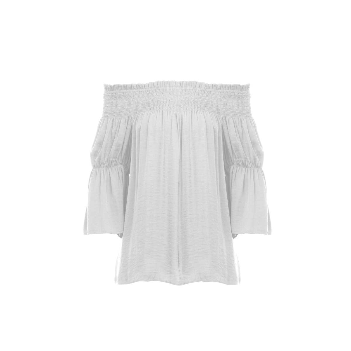 Naked Zebra Rack - Wholesale Blouse - Women's - Off Shoulder Smocked Top9