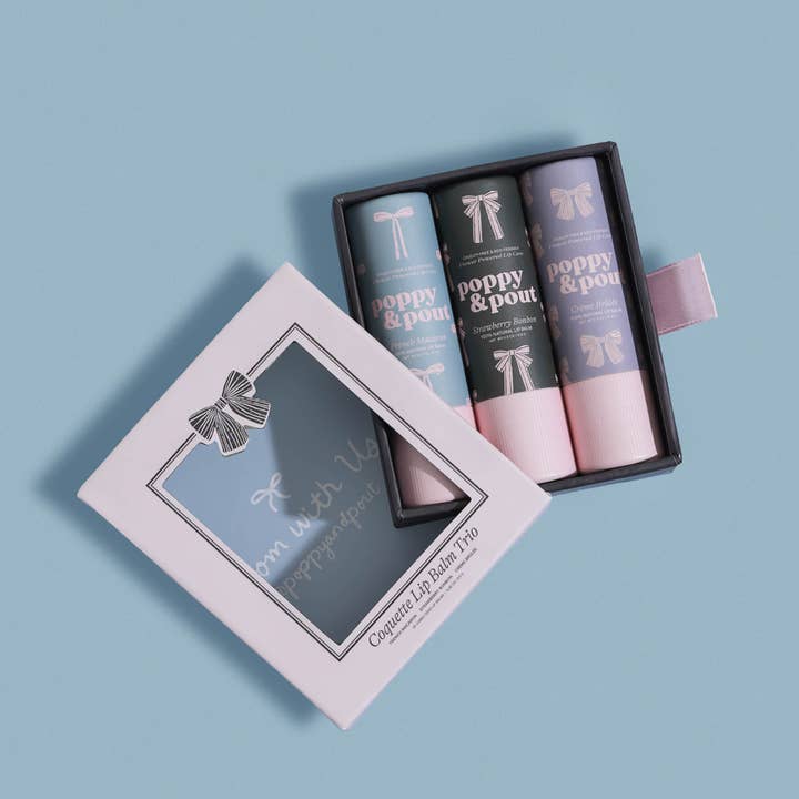 Poppy & Pout - Wholesale Lip Balm Set - Gift Set, Coquette Lip Balm Trio