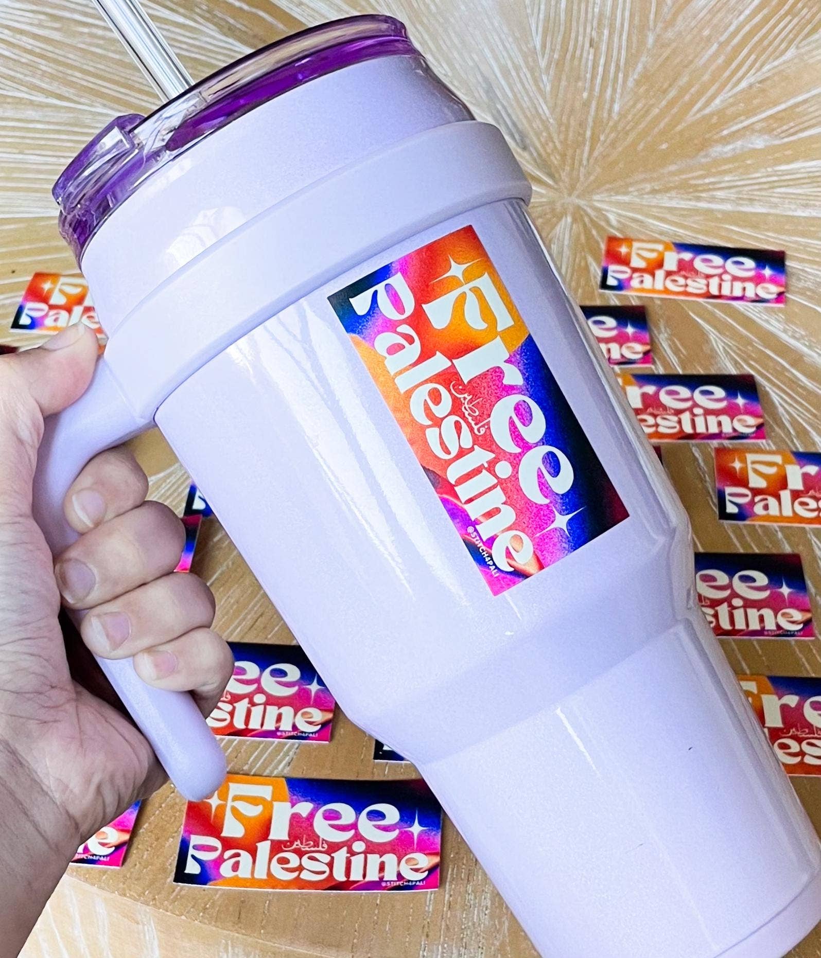 Stitch4pali - Wholesale Sticker - Trendy Free Palestine Sticker weatherproof high quality sticker for laptops and water bottle Pink Falastin Sticker Palestinian owned Shop2