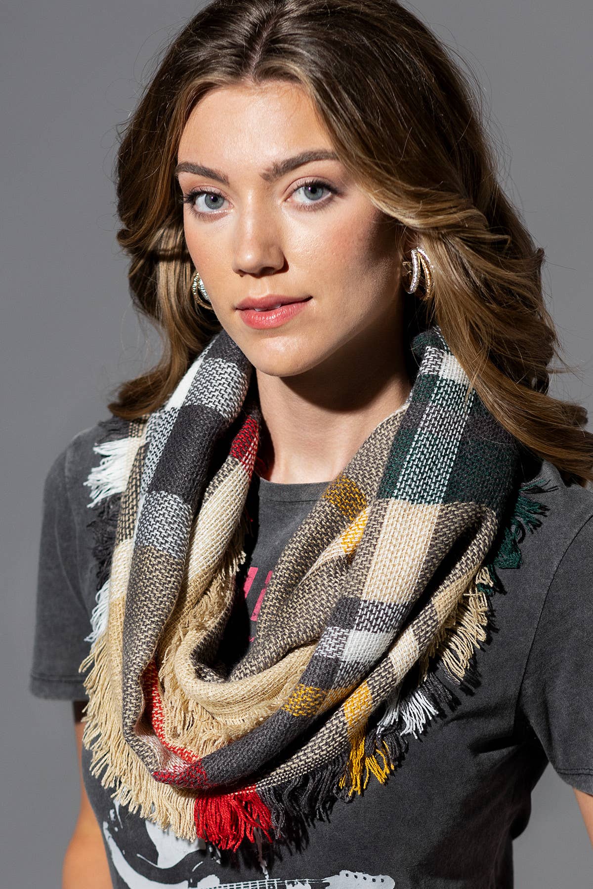Urbanista - Wholesale Scarf - Women's - Basic Everyday Plaid Infinity Scarf2