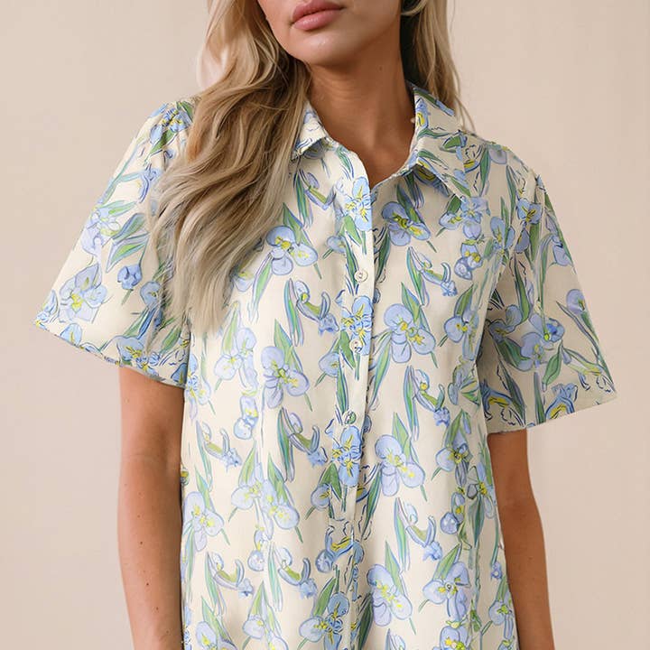 Green Floral Print Shirtcollar Buttoned Short Sleeve Shift Dress and other Purchase Wholesale floral print fabric. Free Returns & Net 60 Terms on Faire trending on Faire.