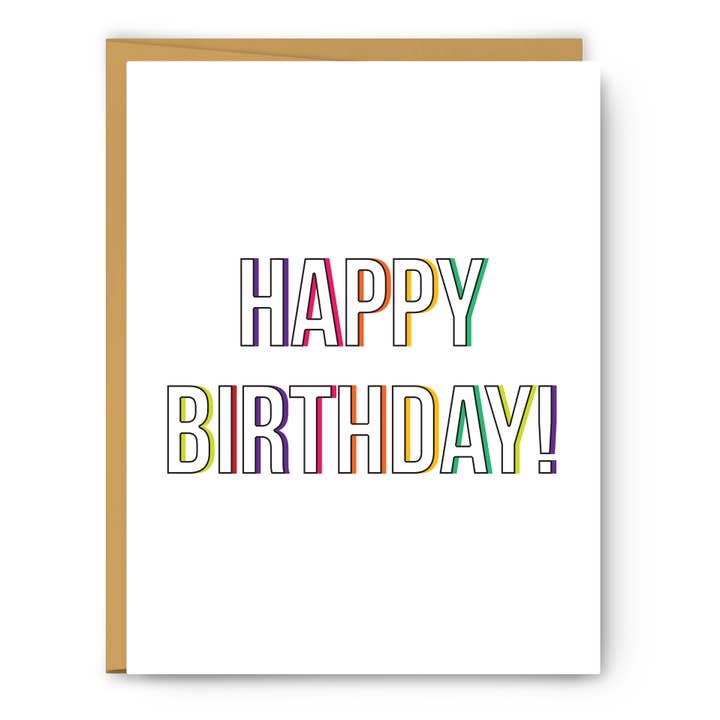 Happy Birthday Colorful Outline - Birthday Card for wholesale by Footnotes