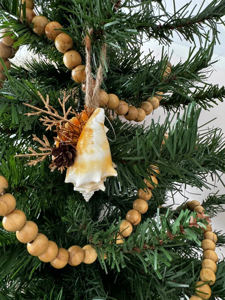 Conch Shell Holiday Ornaments - Gold Set of 12 for wholesale by Salty Sea Company