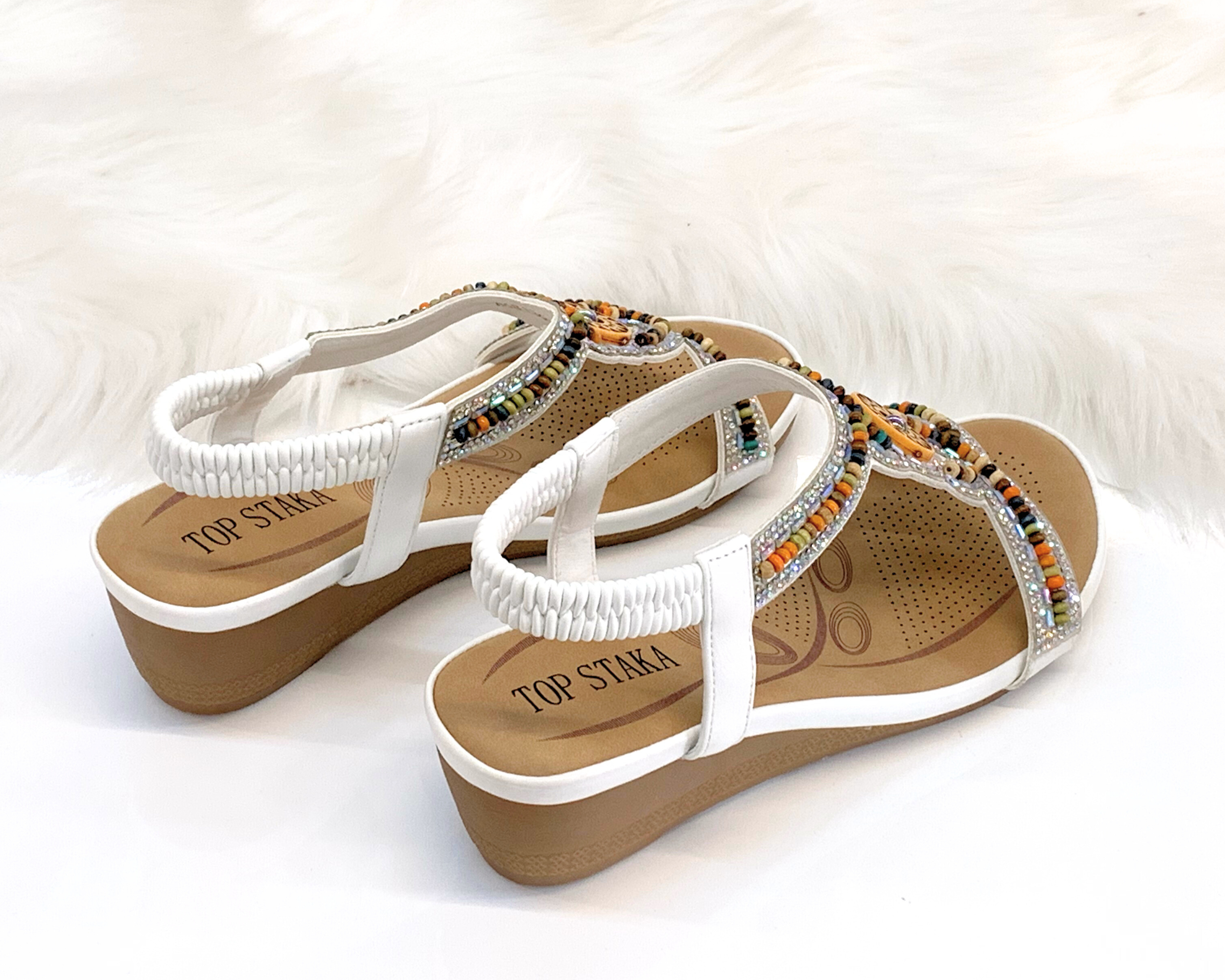 Top Staka – Großhandel Sandalen – Damen – Top Staka Damen Sandalen mit Perlen, elastisch, Slingback, flach16