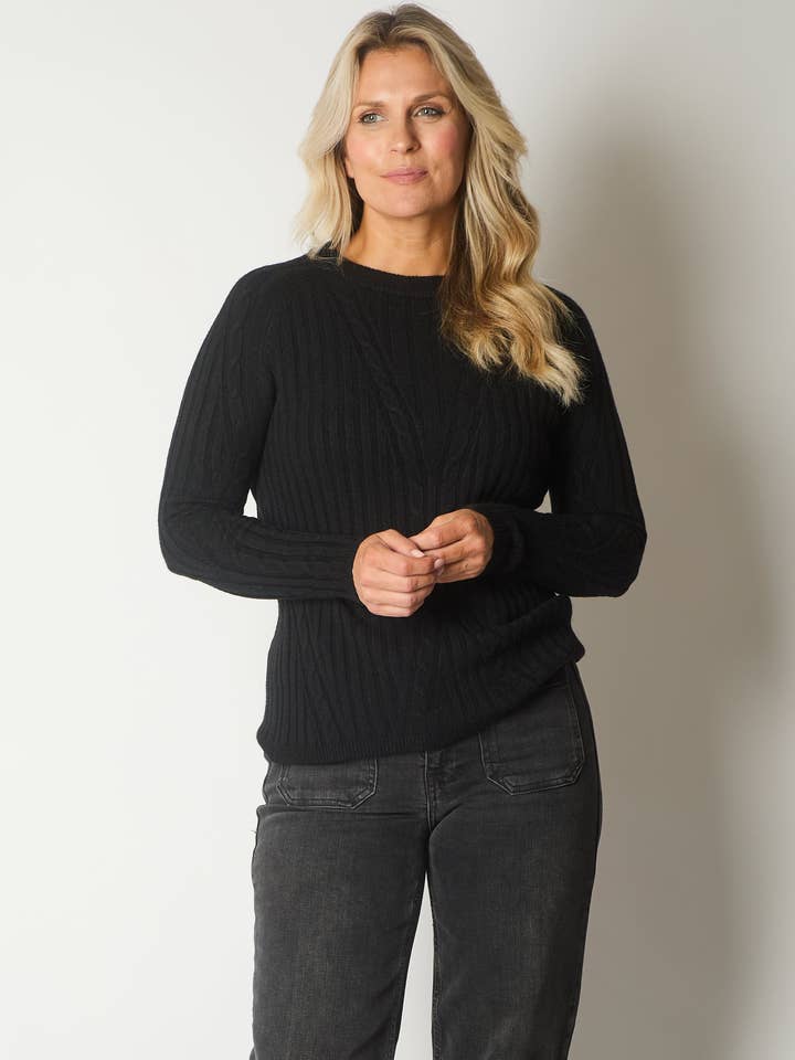 Cable Knit Jumper - Black for wholesale by SOLO
