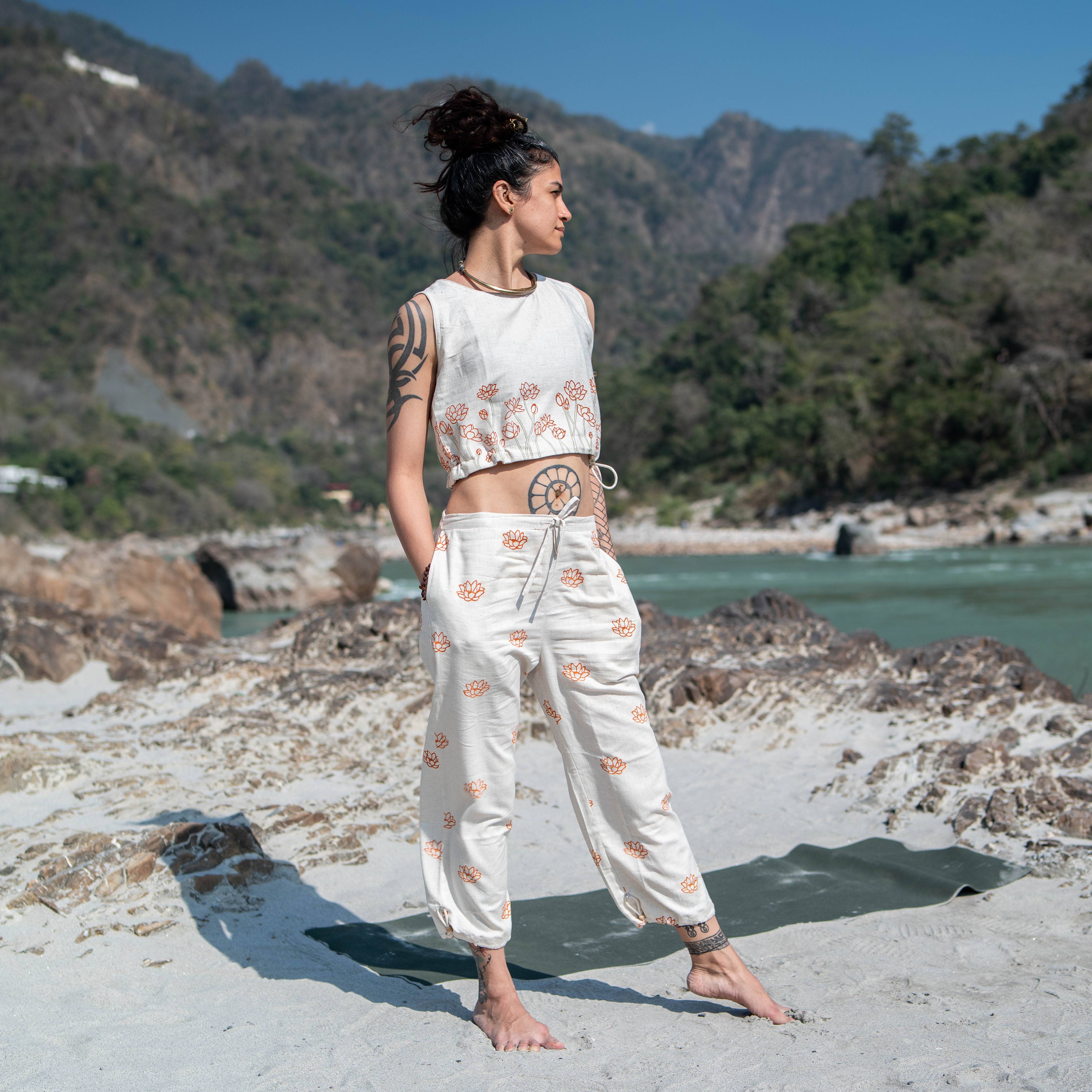 AKISO - Wholesale Athletic Top - Women's - Women Cotton Hand Block Printed Yoga Crop Top -Ananda8