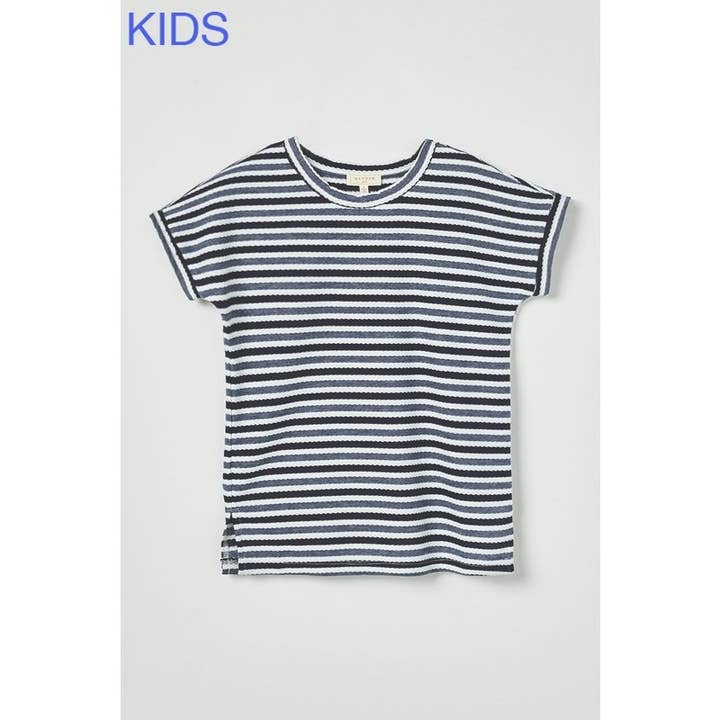 Denim Girls Textured Two-Stripe Knit Top for wholesale on Faire