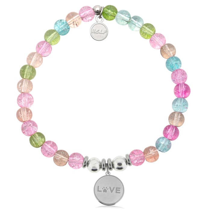 Breloque Love Paw avec bracelet caritatif en cristal kaléidoscope pour la vente par H.E.L.P