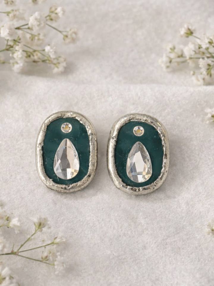 Pendientes de Plata con Vidrio de Color "Eleanor" para venta al por mayor de Holly With a Why?