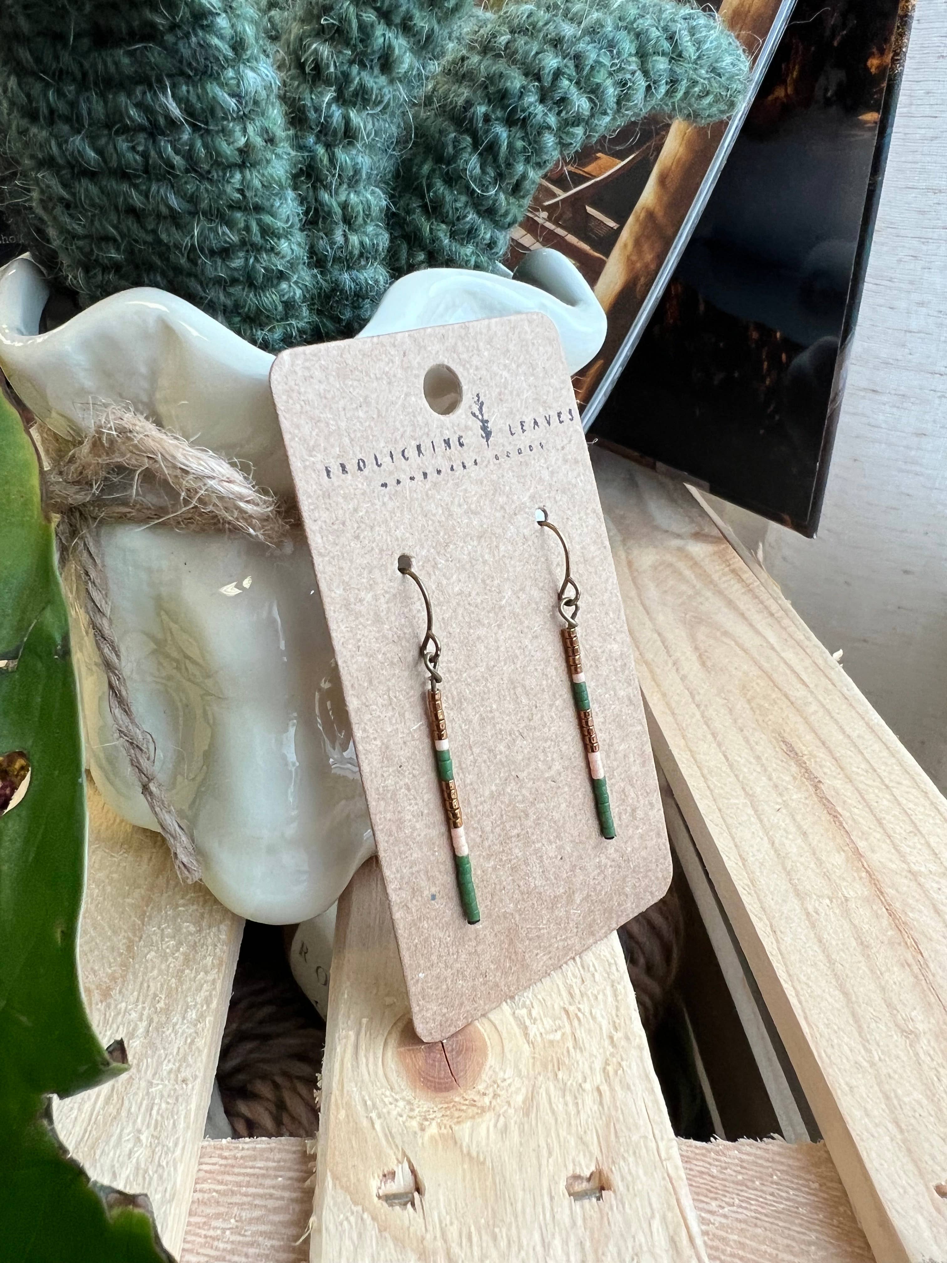 Frolicking Leaves - Vente Boucles d'oreilles pendantes - Une promenade en forêt - Bronze2