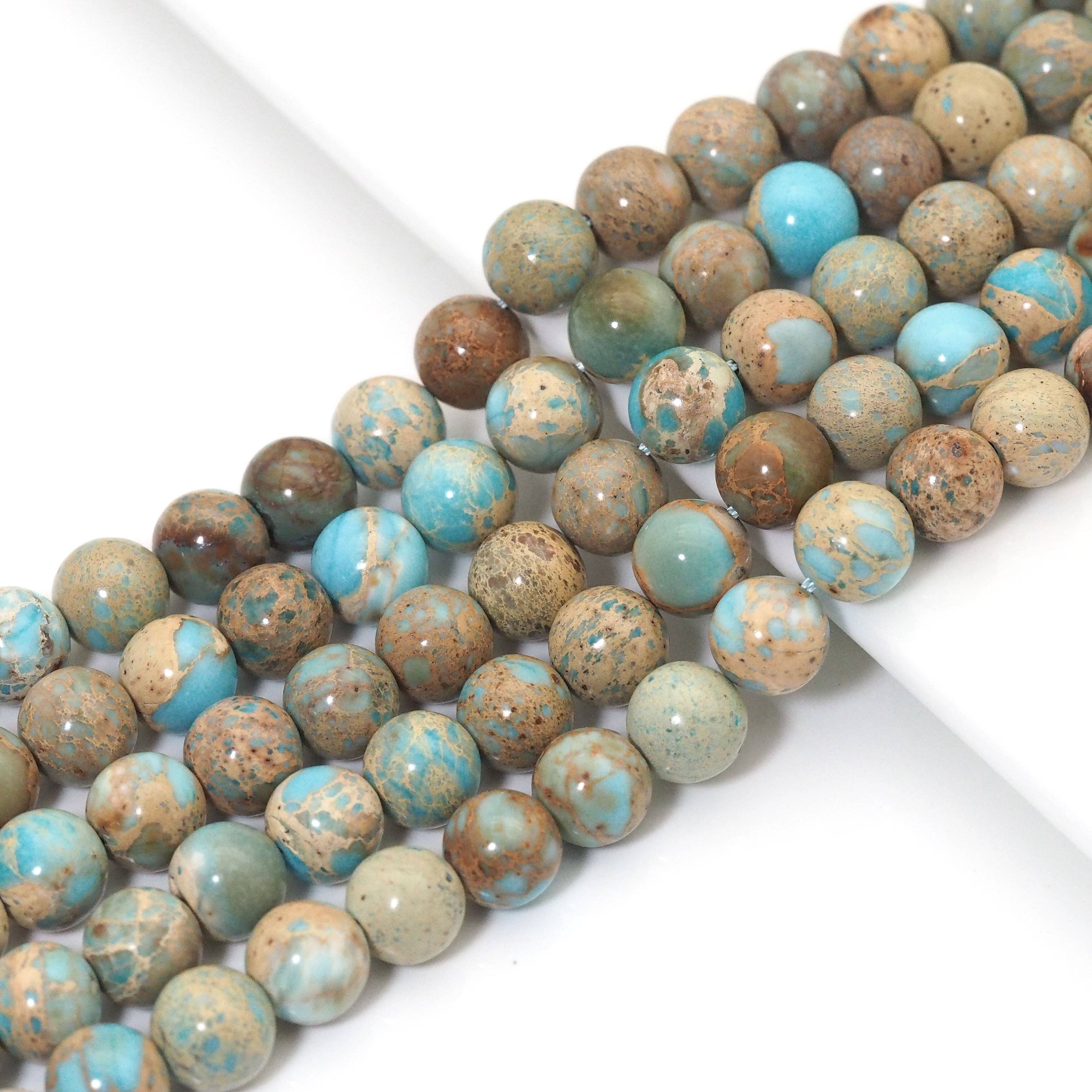 BestBeads&Beyond - Vendita all'ingrosso Perline - Diaspro imperiale blu naturale, perline lisce rotonde da 10 mm, Sku #U16050