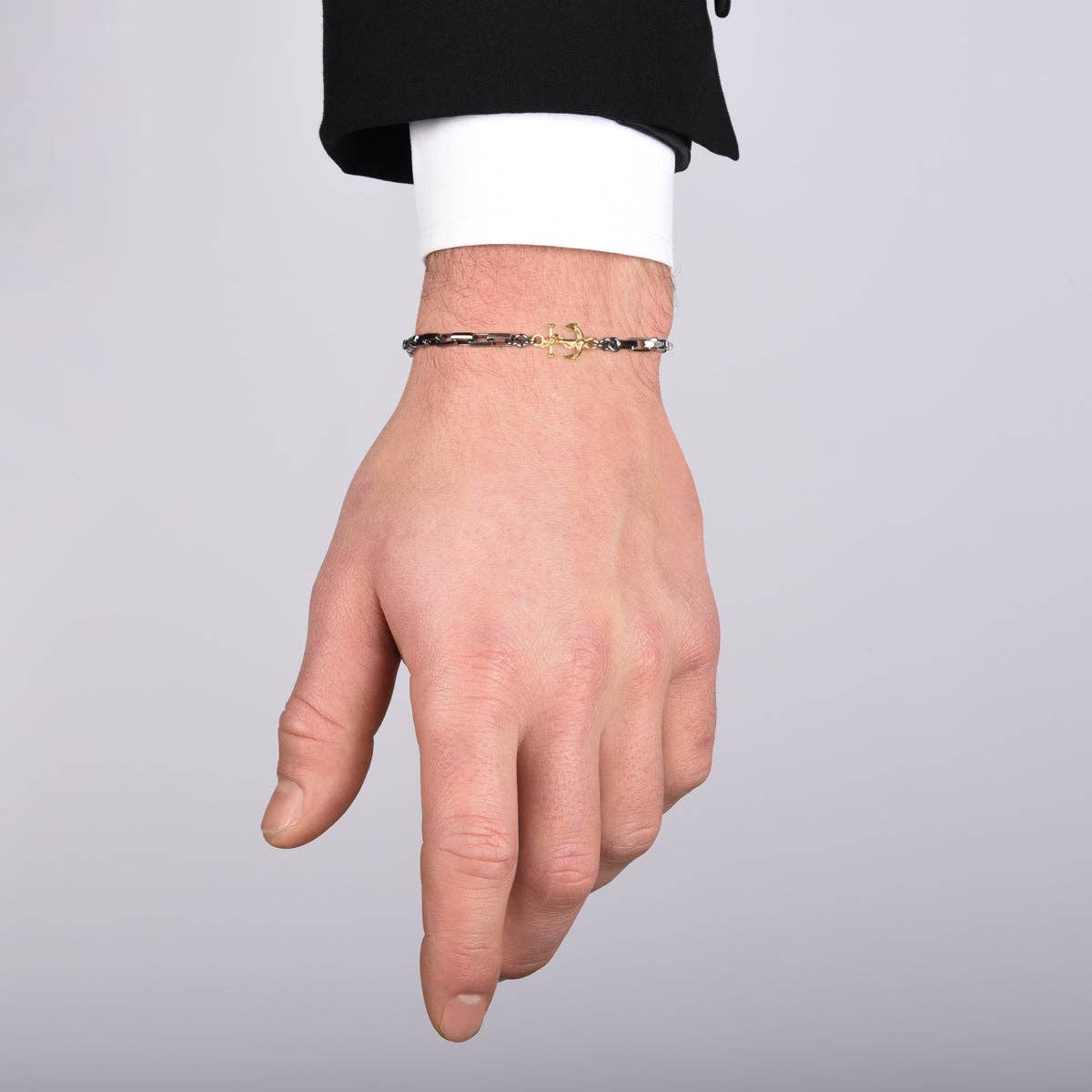 Club Five - Wholesale Charm/Dangle Bracelet - Men's bracelet with anchor in 925 silver and 9 kt gold - Declan1