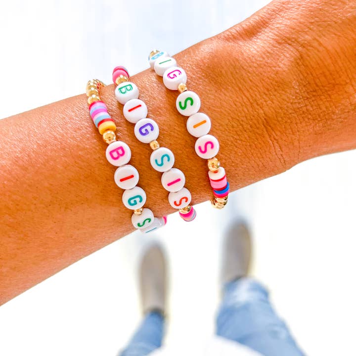 Savvy Bling - Vente Bracelet de perles - Bracelet en perles d'or Grande Sœur, Petite Sœur