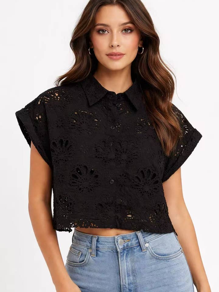 24111294-Effortless elegant lace blouse. for wholesale by The Korner - USA