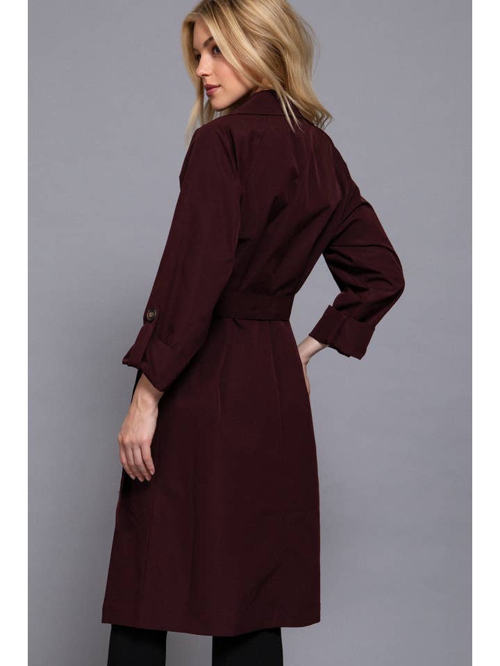 Active Basic | Active USA - Wholesale Trench Coat - Women's - Long Sleeve V-Neck Lapel Collar Trench Coat with Belt13