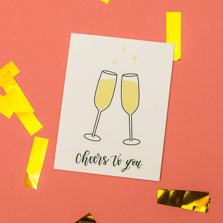 Cheers to You Card | Champagne Celebration Greeting Card for wholesale by ECLetters