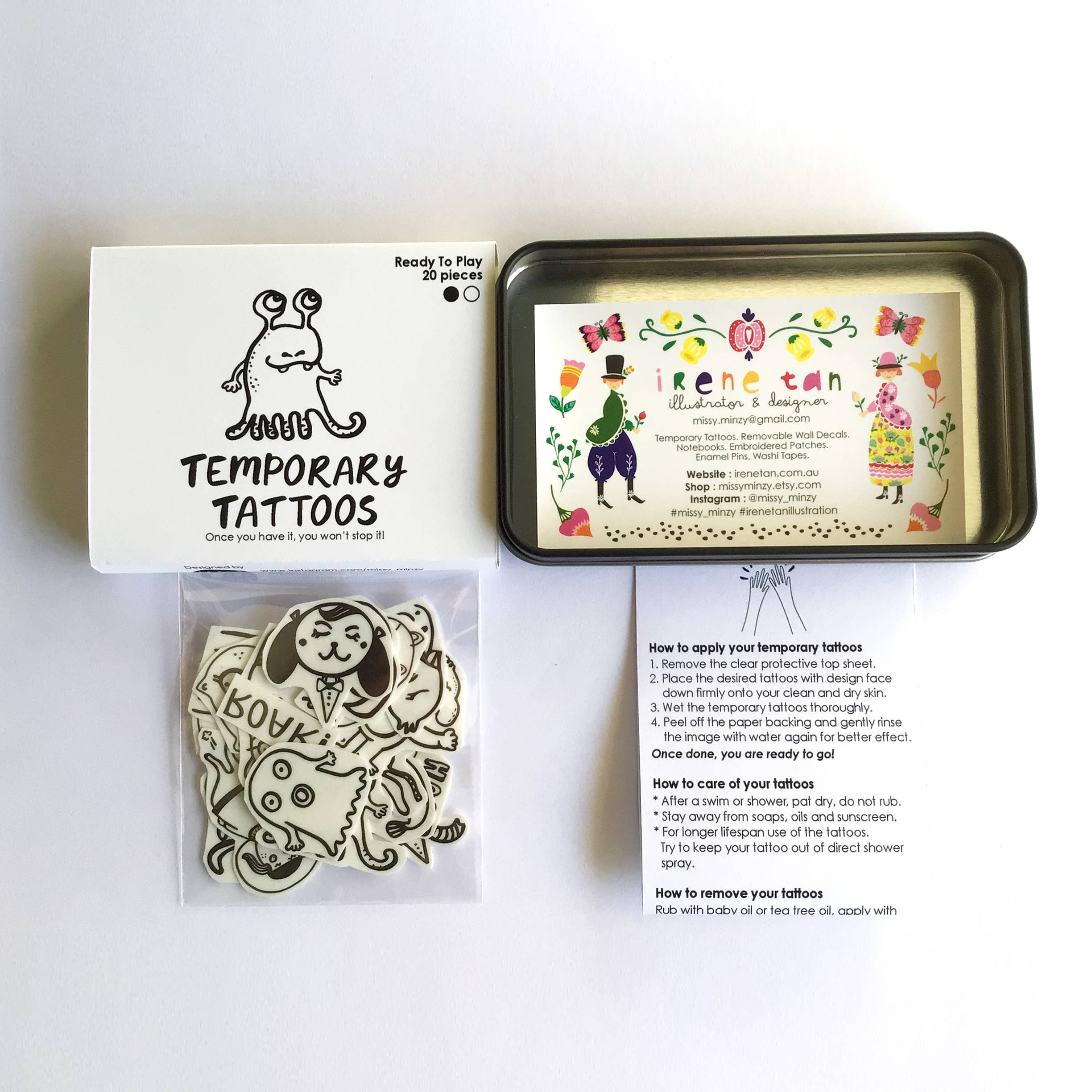 Missy Minzy - Wholesale Temporary Tattoo - Monsters | Pre-cut Temp Tattoos in Alum. Tin2