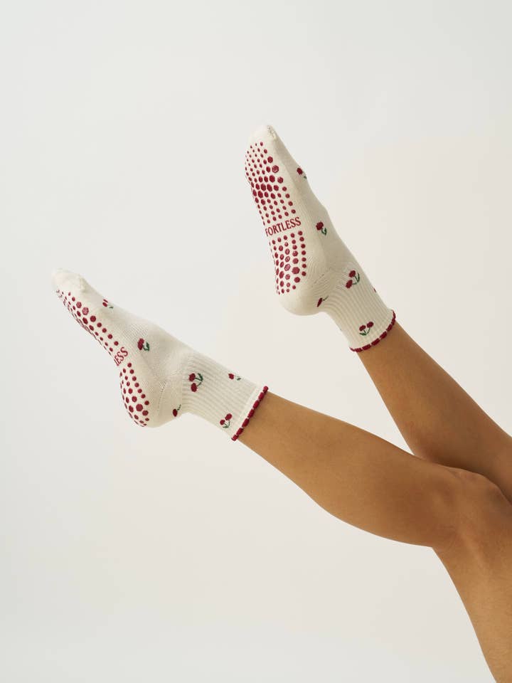 Effortless Club - Wholesale Socks - Women's - 🍒 Little Cherry Petal Grip Sock, Pilates Socks5
