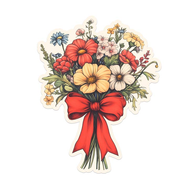 Rebel and Siren - Vendita all'ingrosso Adesivo - Bouquet floreale | Fiori | Adesivo impermeabile | 3"