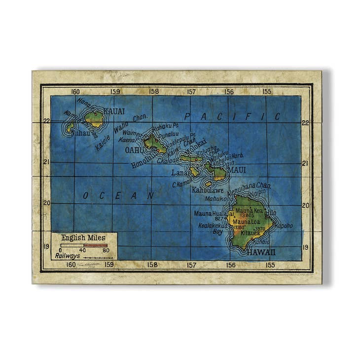 Vintage Map of the Hawaiian Islands - Wall Decor for wholesale by Old Wood Signs