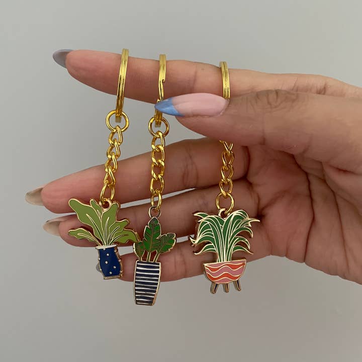 Roshni Desai & Things - Wholesale Keychain – Women's - Plant Keyring Potted Plant Cactus Plant Keyring Enamel Charm3