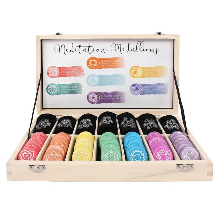 Pacific Trading - Wholesale Spiritual Stone/Crystal - 13858 Seven Chakra Meditation Display (42pcs) C/4