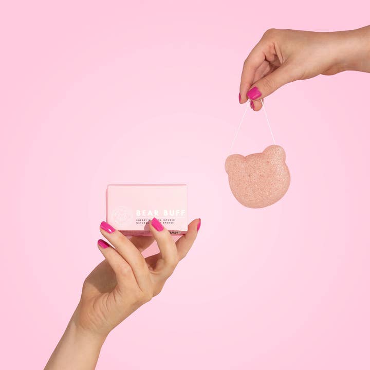 Bear Beauty Botanicals - Wholesale Facial cleanser - BEAR BUFF- CHERRY BLOSSOM INFUSED KONJAC SPONGE3