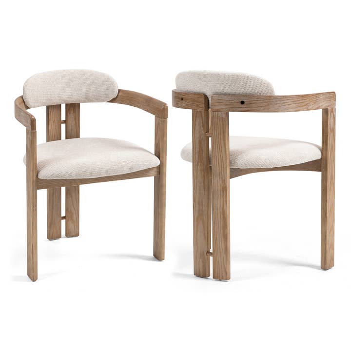 Glamour Home - Wholesale Chair - Set of 2 Berne Beige Washed Fabric Dining Chair