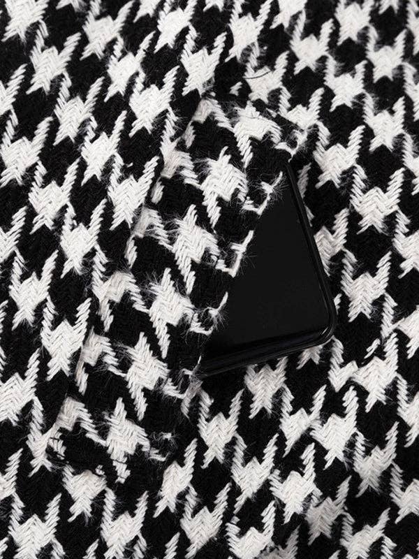 NEGRO Gabardinas holgadas de manga larga con forma de pata de gallo, espalda dividida y solapa atadas a la cintura de venta al por mayor en Faire13