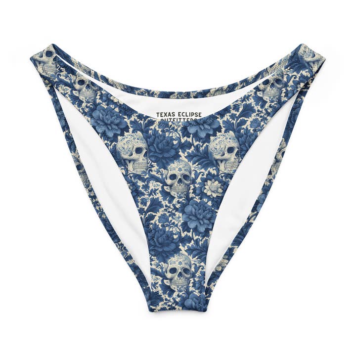 Blød Apokalypse: Porcelæn Calavera Vildblomst V-Skåret Bikiniunderdel for engroshandel hos Texas Eclipse Outfitters