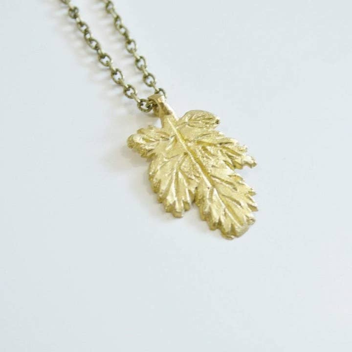 I Love Canada | Small Maple Leaf Necklace | Recycled Brass for wholesale by Alora Boutique Inc.