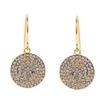 Boucles d'oreilles pavées de petits disques ronds en finition dorée pour la vente par Rebel Designs Accessories