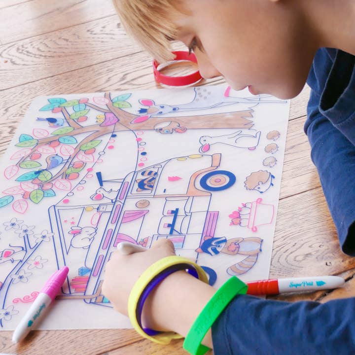 SuperPetit - Wholesale Coloring Mat - Kids & Baby - Reusable coloring - DREAM VAN silicone set - JUNE5